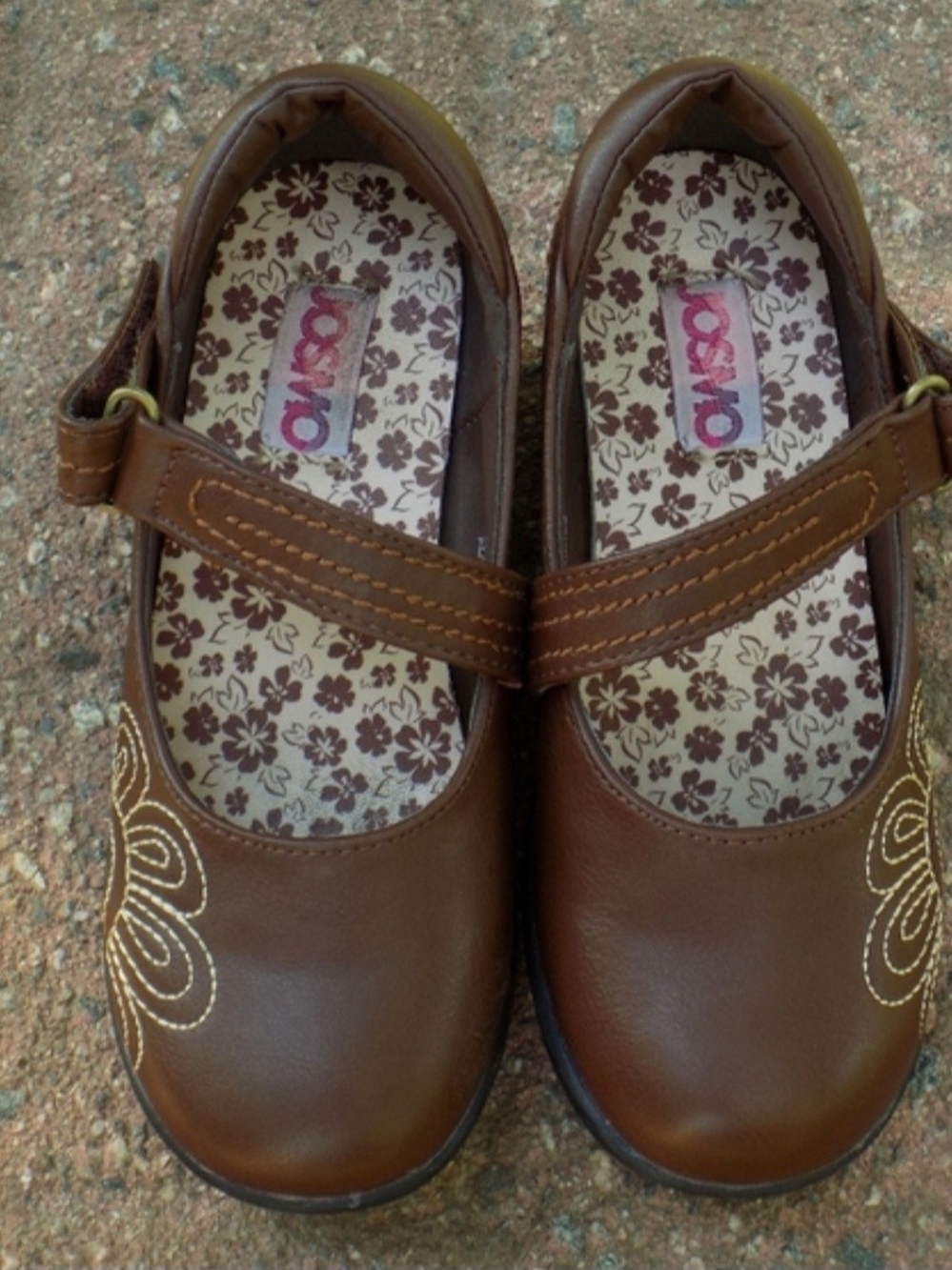 Josmo Brown Floral Mary Jane Kids Shoes